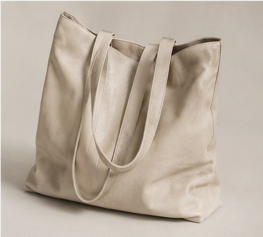 Cremefarbene Tote Bag aus Leder